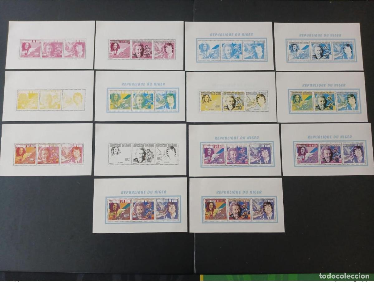 Sellos: N&iacute;ger 1996 Mi. 1190 1193 1196 ensayos en color Lennon Music Dove Garcia Marley