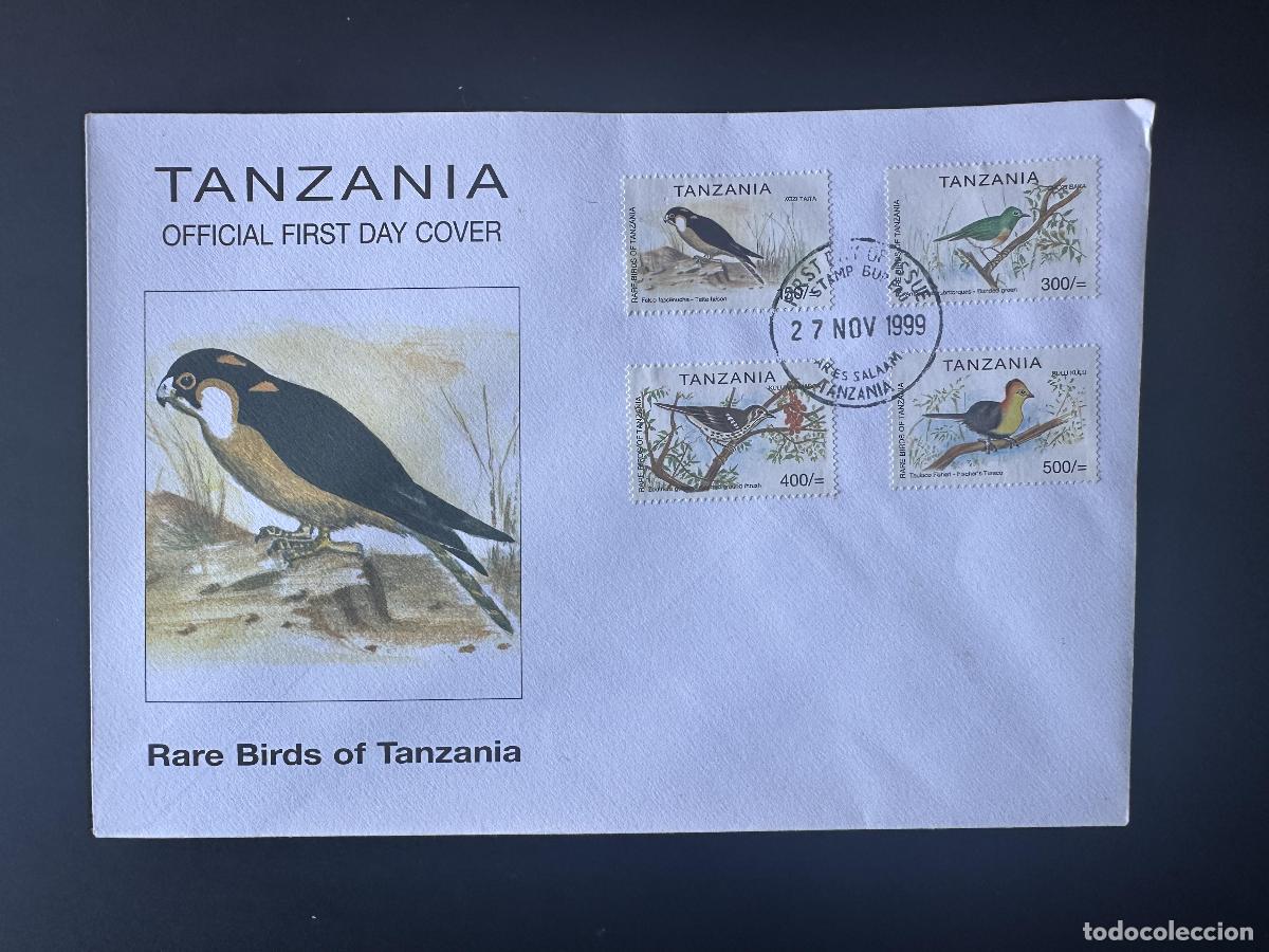 Sellos: Tanzania 1999 Mi. 3925 - 3928 FDC Primer d&iacute;a Aves raras V&ouml;gel fauna
