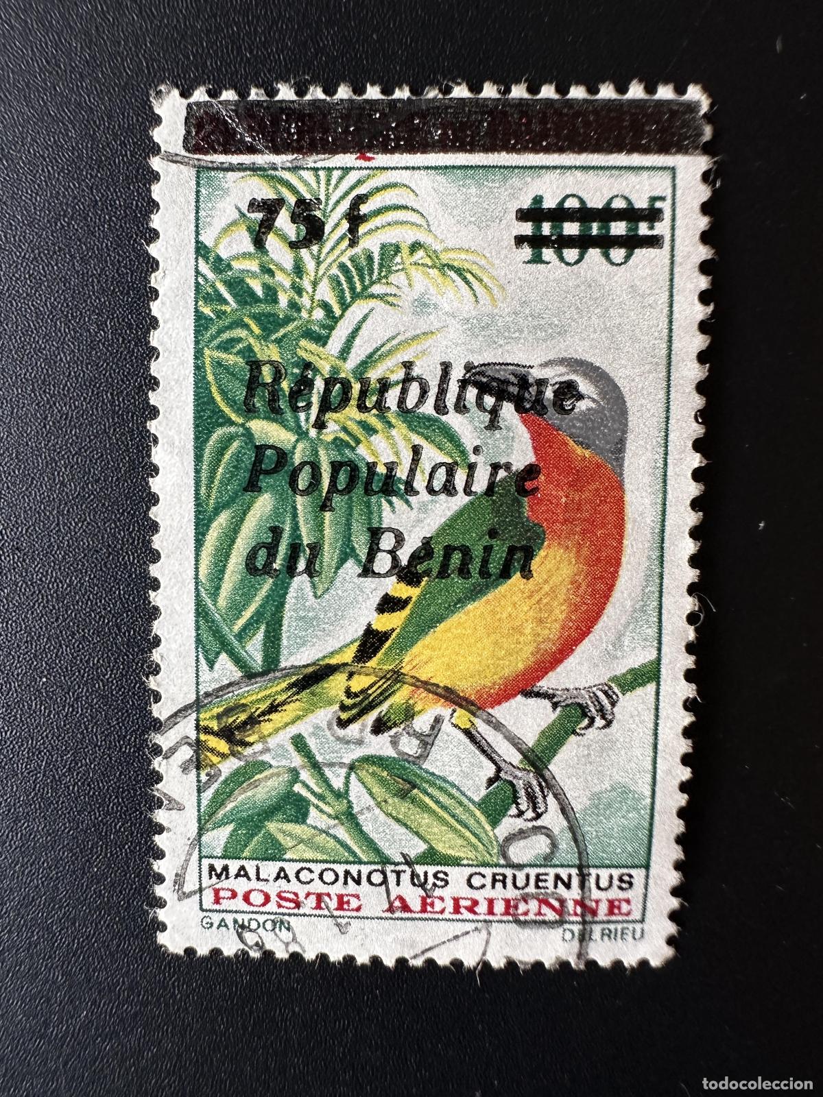 Sellos: Ben&iacute;n 1986 Mi. 431 P&aacute;jaro obliterado sobrecargado Vogel Malaconotus cruentus