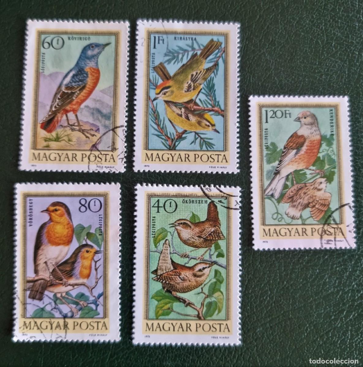 Briefmarken: 5 SELLOS USADOS MAGYAR POSTA HUNGRIA A&Ntilde;O 1973 - AVES - PAJAROS