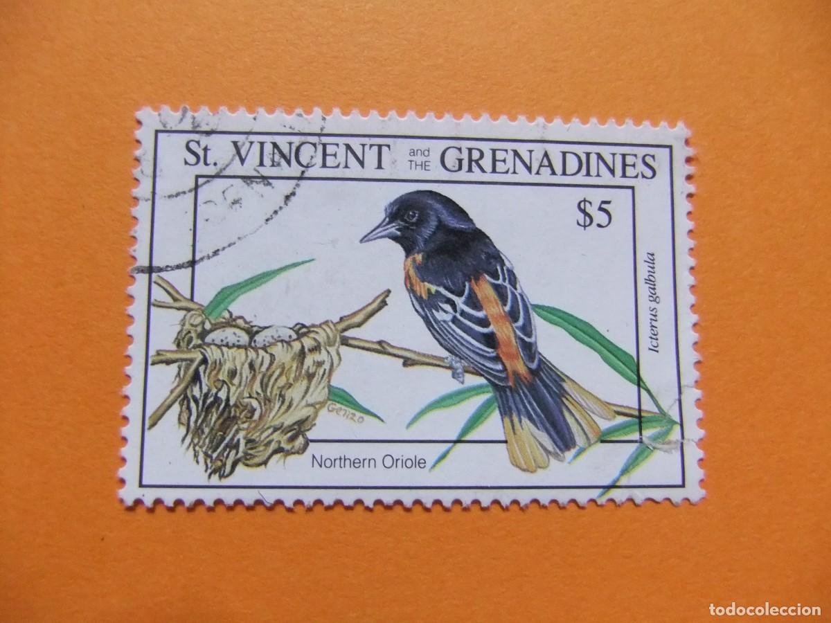 Sellos: 52 ST. VINCENT GRENADINES 1992 / FAUNA PAJAROS - ICTERUS GALBULA / YVERT 1639 FU