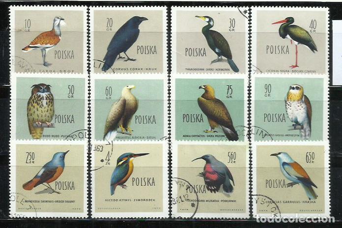 Sellos: 8013-SERIE COMPLETA AVES P&Aacute;JAROS POLONIA 1960 N&ordm; 1070/1081 YVERT 8,00&euro;