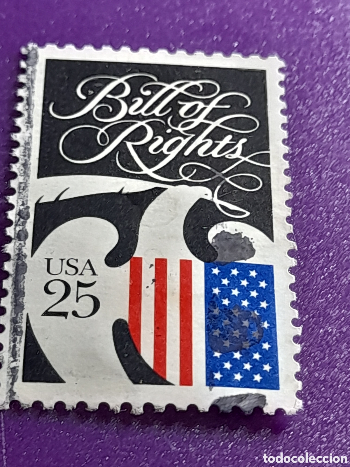 Sellos: Sello Estados Unidos mtdo/udo 1989. 200Aniv Constituci&oacute;n. &Aacute;guila. Animales heraldicos. Bandera. Aves