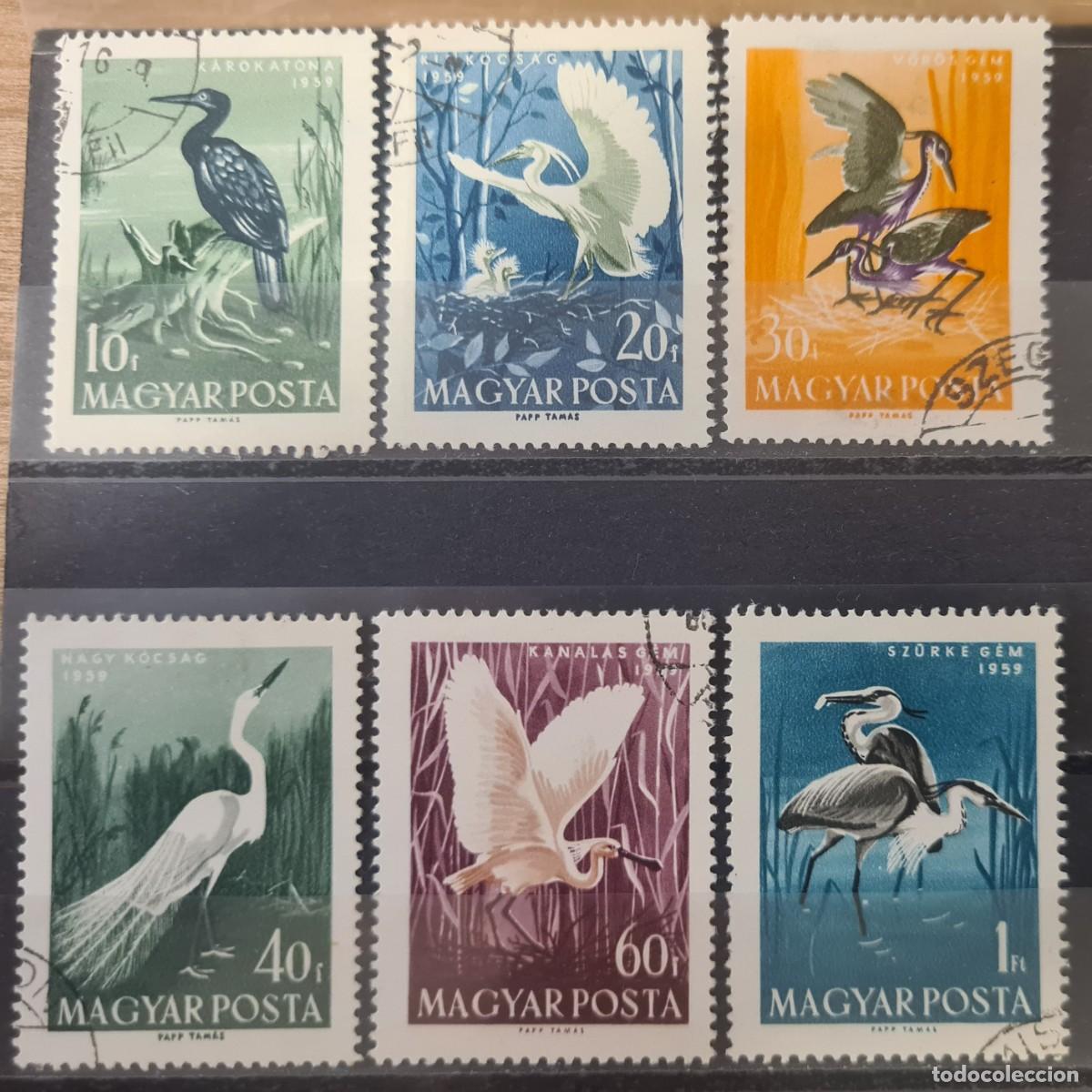 Sellos: Serie de sellos usados de Hungr&iacute;a 1959: Aves
