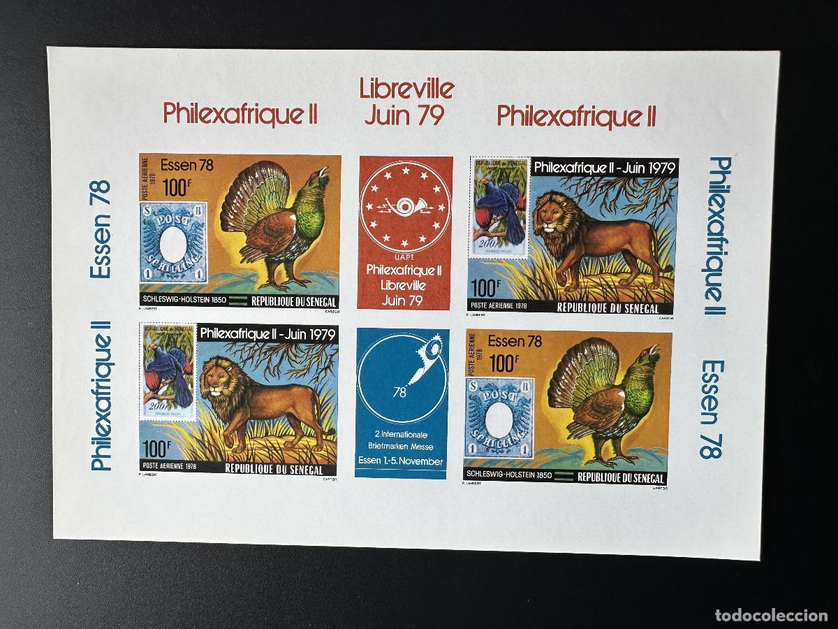 Sellos: Senegal 1978 Mi. Correo a&eacute;reo ND Philexafrica Lion Bird engomado Bl. 688-689