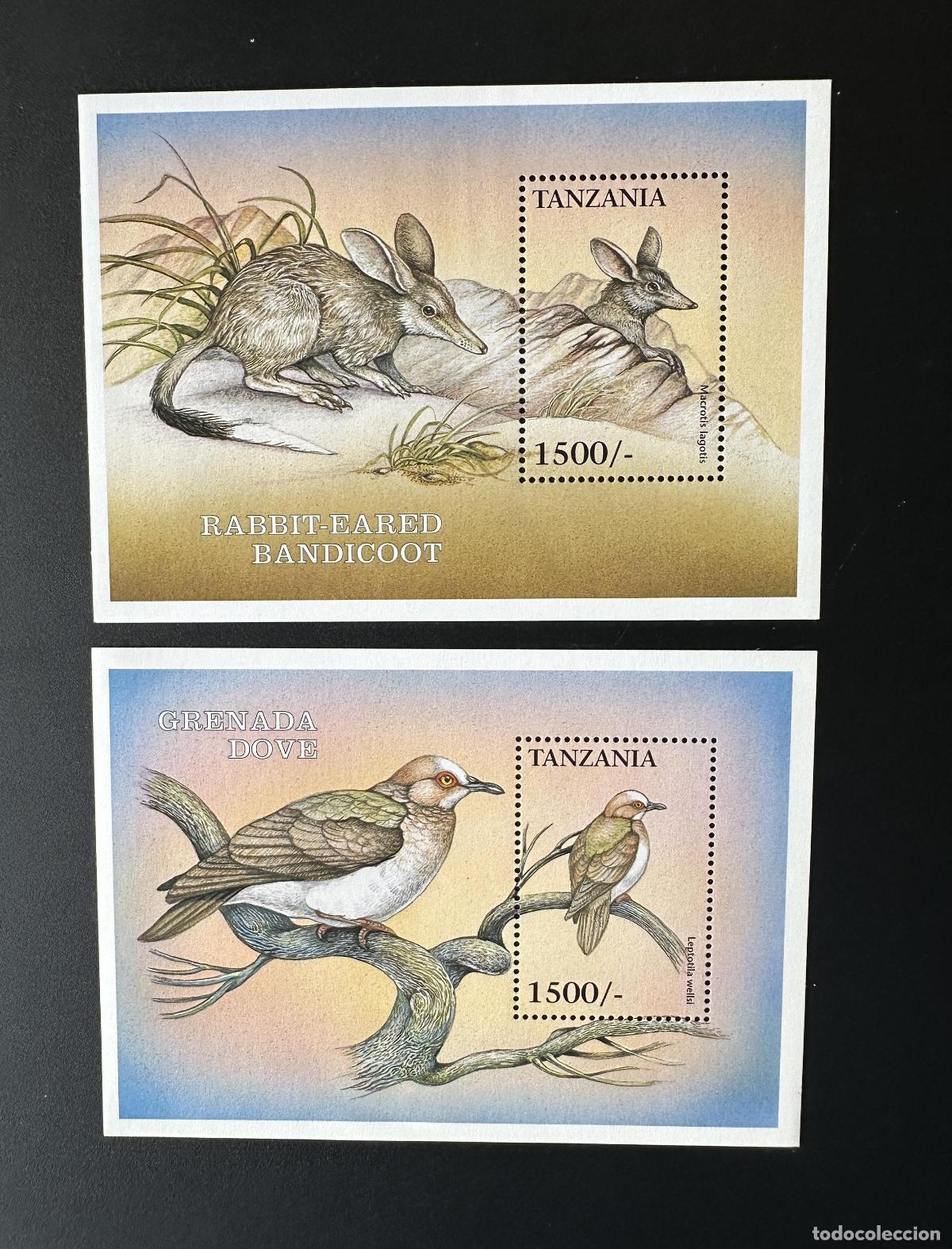 Sellos: Tanzania 1999 Mi. Bl. 436 - 439-7 Vida silvestre bandicoot t&oacute;rtola granada aves