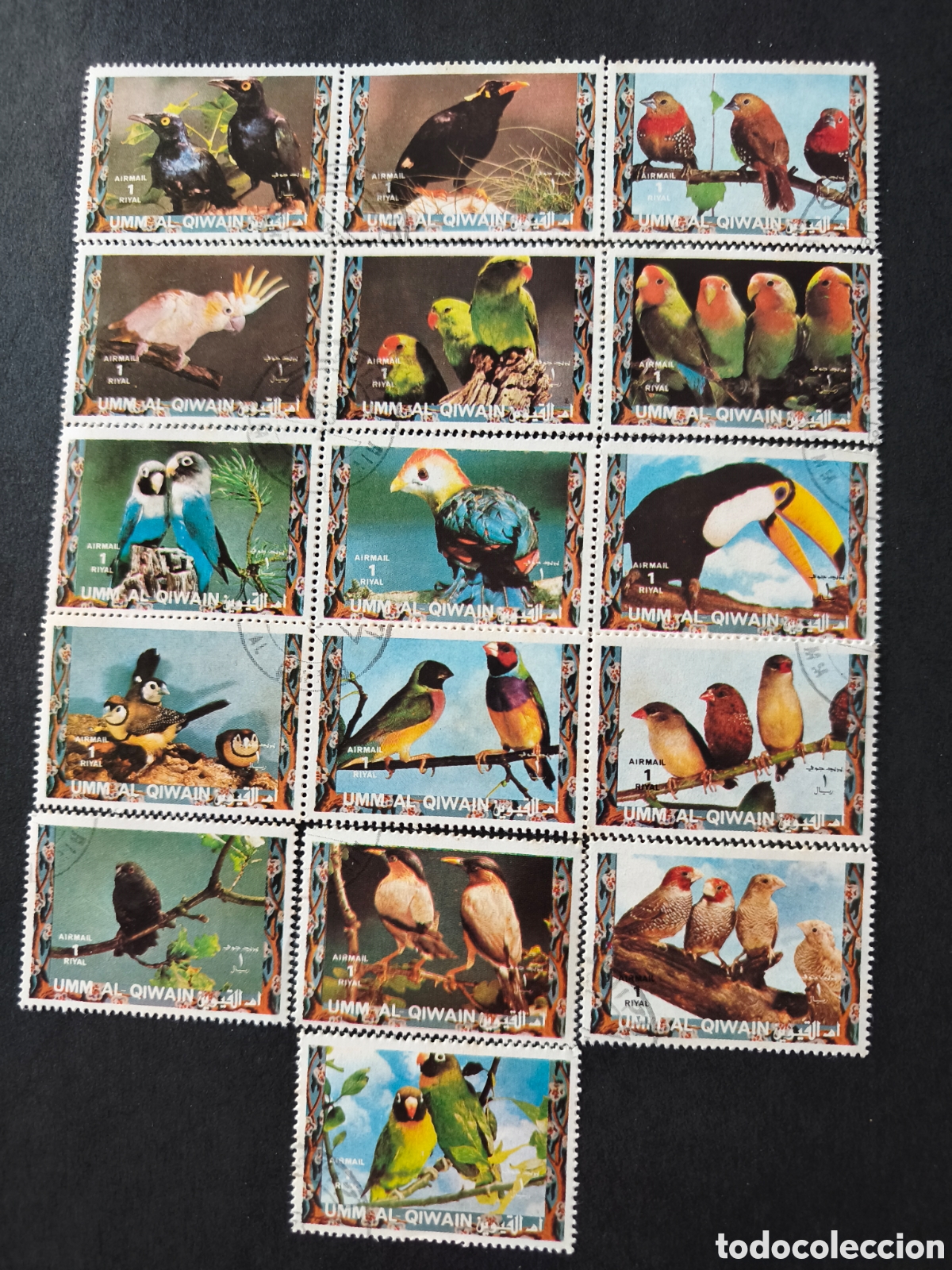 Sellos: 16 sellos de aves ex&oacute;ticas