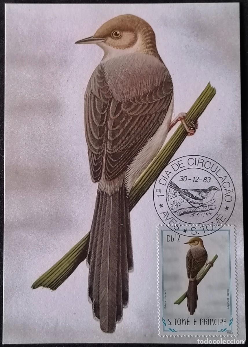 Sellos: SANTO TOM&Eacute; 1983 - TARJETA M&Aacute;X / PRINIA .
