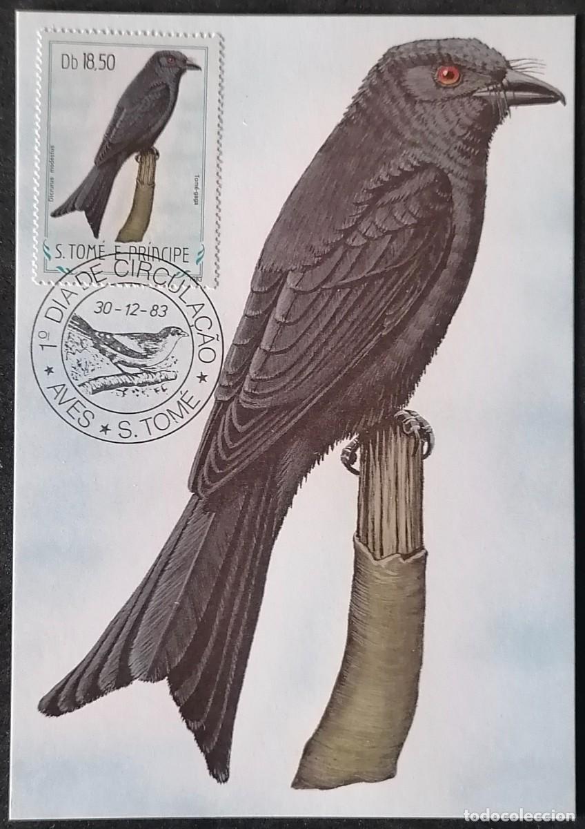 Sellos: SANTO TOM&Eacute; 1983 - TARJETA M&Aacute;X / DRONGO .