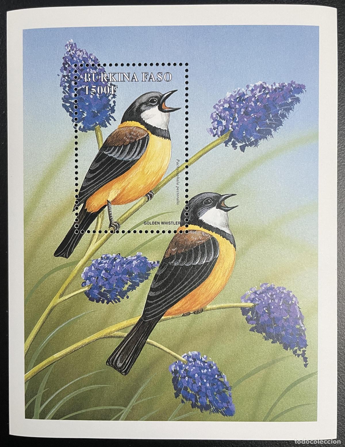 Stamps: Burkina Faso 1998 YT Bl. 72 P&aacute;jaros silbadores dorados Fauna Naturaleza