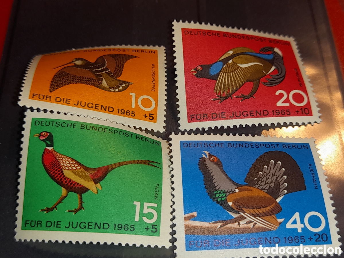 Sellos: Sellos Alemania, Berl&iacute;n nuevo 1965. Pro juventud. Aves. P&aacute;jaros. Fauna. Fais&aacute;n. Gallo. Pavo