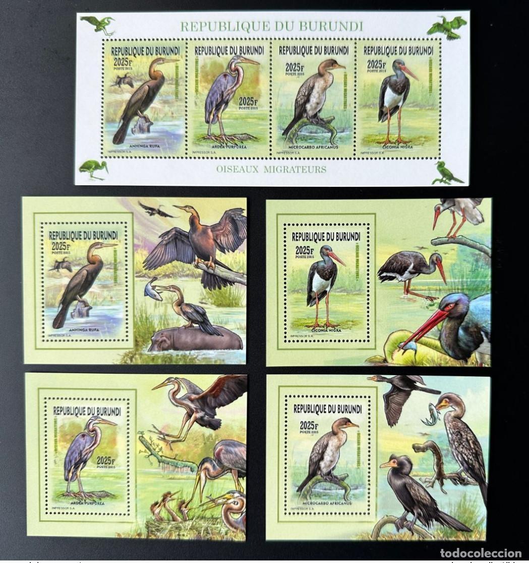 Stamps: Burundi 2015/2016 Mi. I-L 3577 + Bl. Aves migratorias ciervos