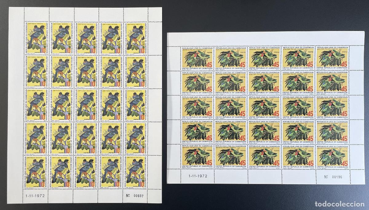 Sellos: Camer&uacute;n 1972 YT 534-535 tabl&oacute;n p&aacute;jaros vida silvestre animales naturaleza