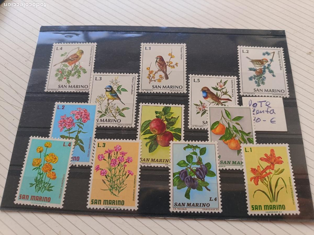 Sellos: Aves y flora. Lote de sellos. San Marino