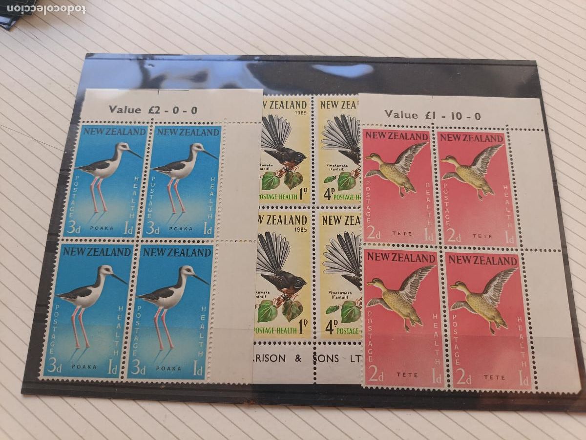 Sellos: Aves. Lote de sellos. Nuevos perfectos en bloques de 4. Nueva Zelanda