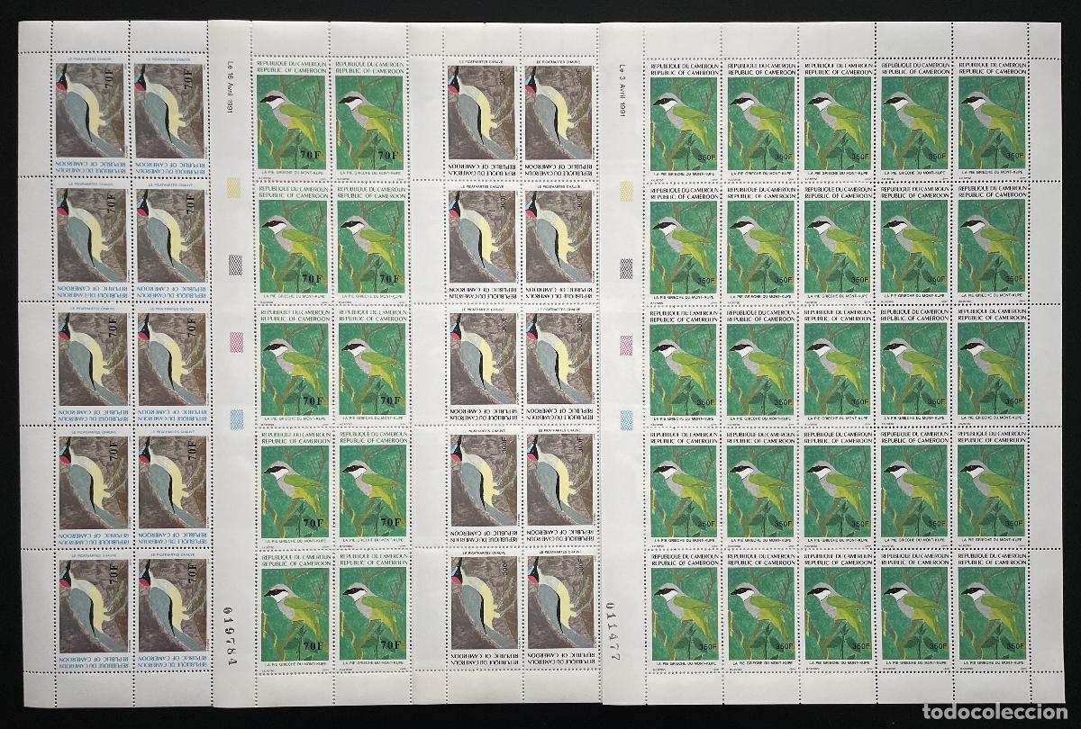 Sellos: Camer&uacute;n 1991 YT 845-848 tabl&oacute;n p&aacute;jaros pastel vida silvestre animales naturaleza