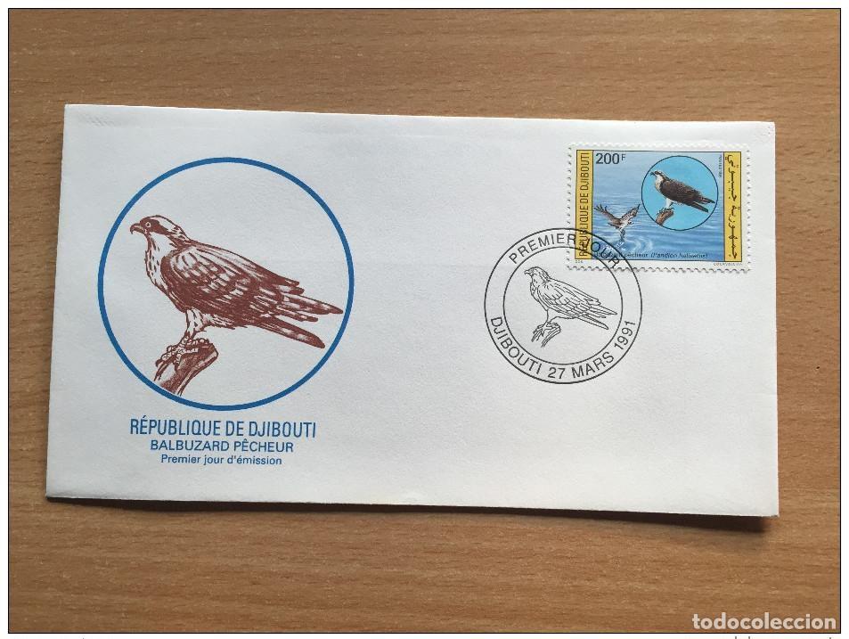 Sellos: Yibuti 1991 FDC Ave rapaz P&aacute;jaros raptores Vogel Osprey Fisher Mi. 553