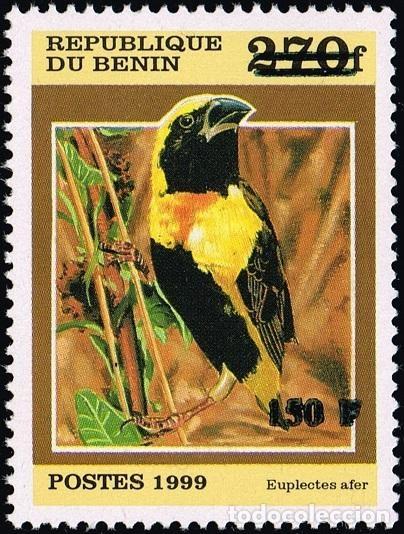Sellos: Benin 2000 Mi. 1306 sobrecargado ave Euplectes afer tejedor fauna