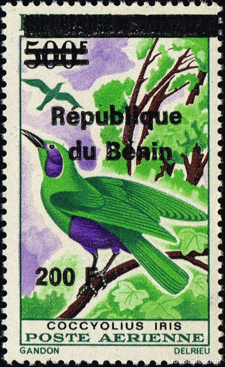 Sellos: Ben&iacute;n 1996 Mi. 880 sobrecargado Coccyolius Iris ave correo a&eacute;reo