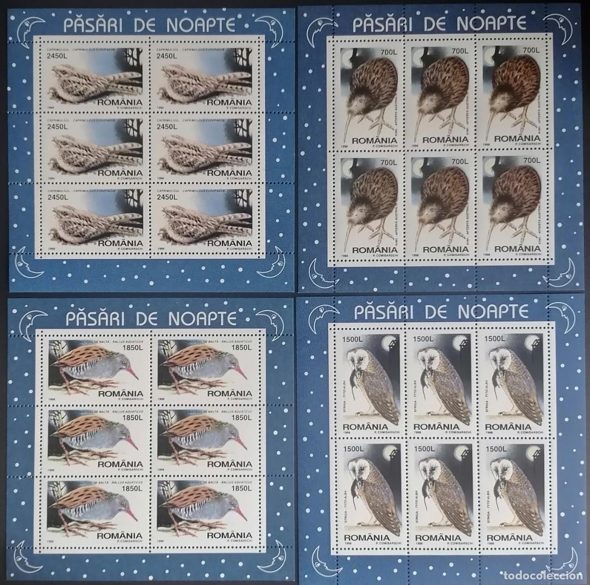 Sellos: RUMANIA 1998 - 4 HB AVES NOPTURNAS .