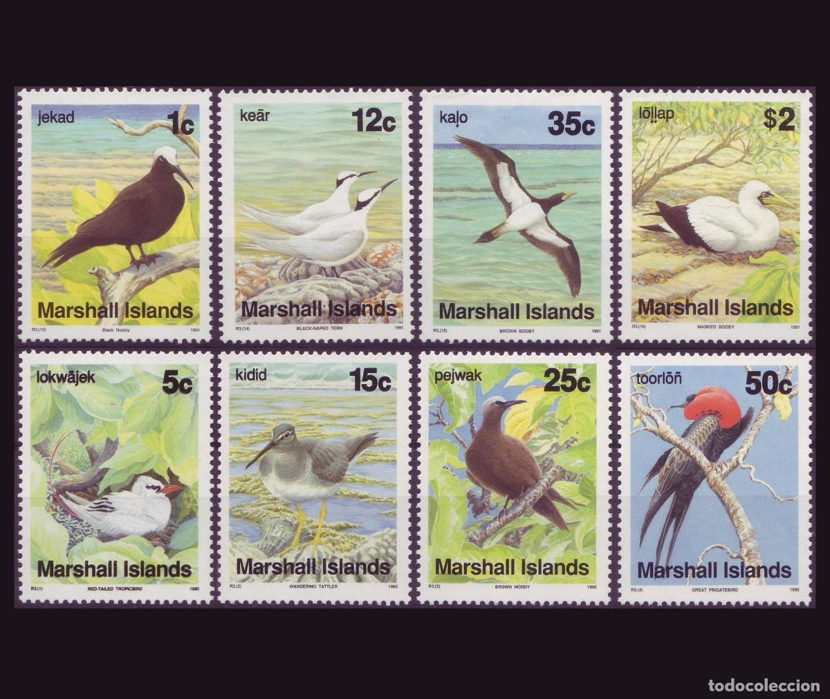 Sellos: Marshall Islands 1990-91 | Birds / Oiseaux / Aves | Yv: 279/82 + 377/80 | Mi: 284/87 + 381/84 MNH *