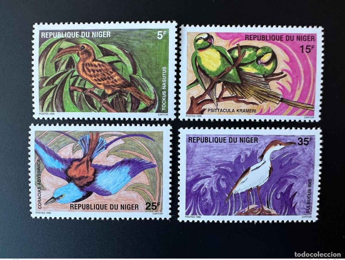 Sellos: N&iacute;ger 1996 Mi. 1177 - 1180 P&aacute;jaros V&ouml;gel Birds (Cartor) fauna MNH 4 val.