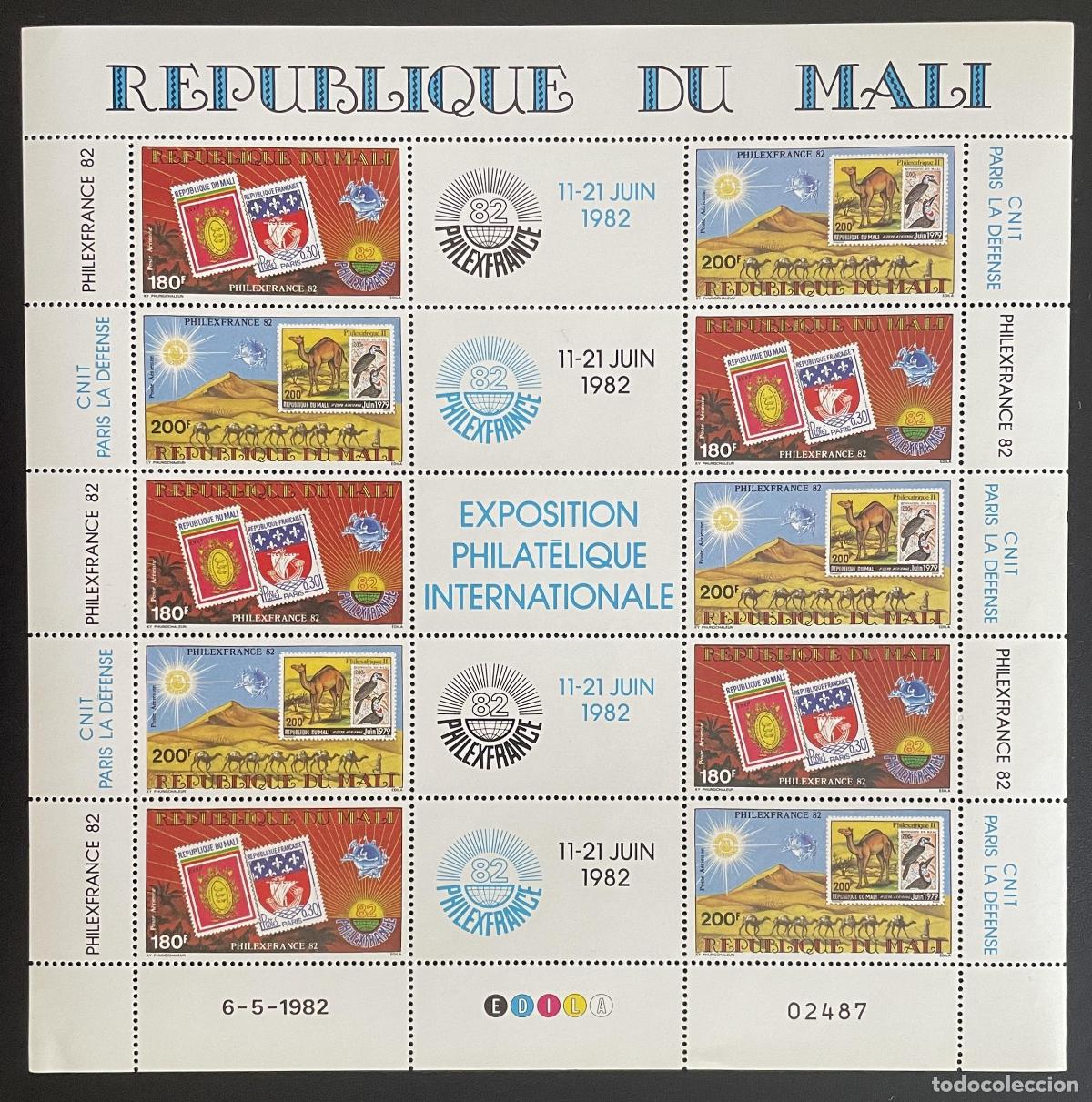 Sellos: Mali 1982 YT PA 453B bloque Philexfrance 82 exposici&oacute;n camello