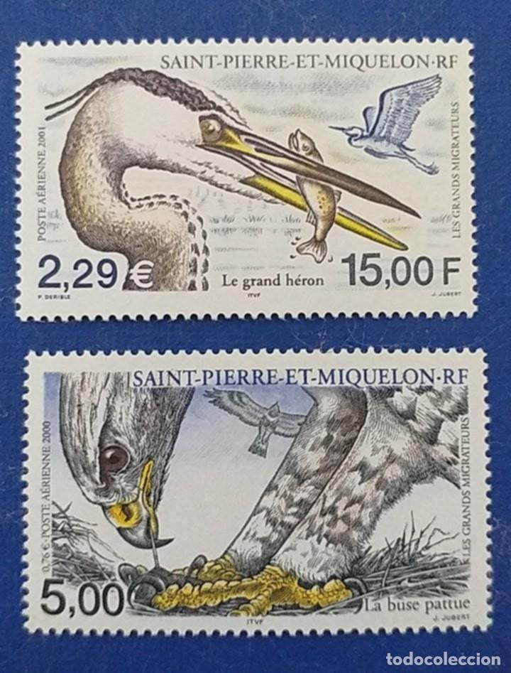 Sellos: Sellos San Pedro Miquel&oacute;n 2001 Aves 2v. Nuevos
