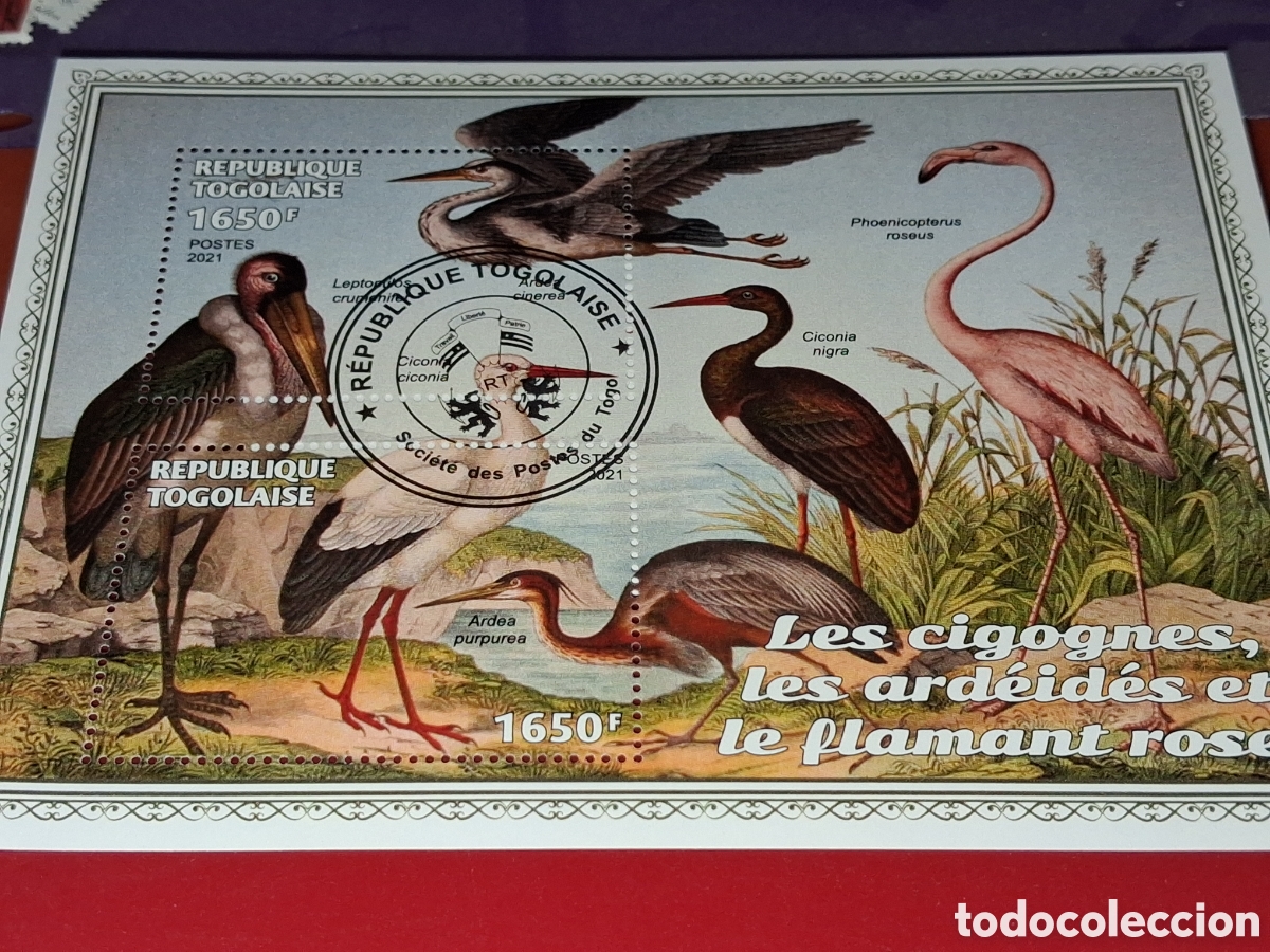 Sellos: HB Togo mtdo 2021. Albatros. Aves. P&aacute;jaros. Fauna. Gaviota. Garza. Naturaleza. Flamenco.
