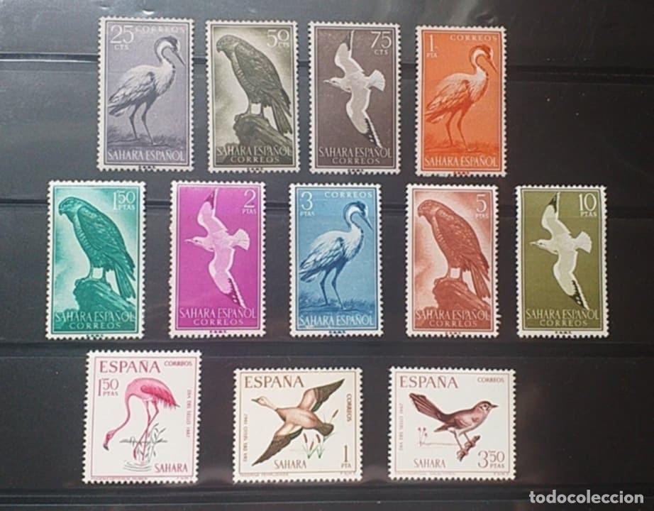 Sellos: Sellos Tema Aves S&aacute;hara Espa&ntilde;ol 1959 160/68 + 1967 262/64 12 Sellos. Nuevos