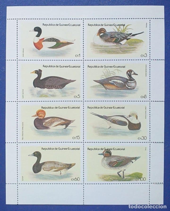 Sellos: Sellos Tema Aves Guinea Ecuatorial 1978 Hojita n&ordm; 152 Patos 8v. Nueva