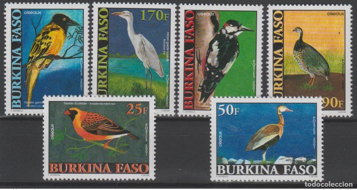 Sellos: Burkina Faso 2001 Mi. 1824-1829 Aves P&aacute;jaros Fauna 6 val.