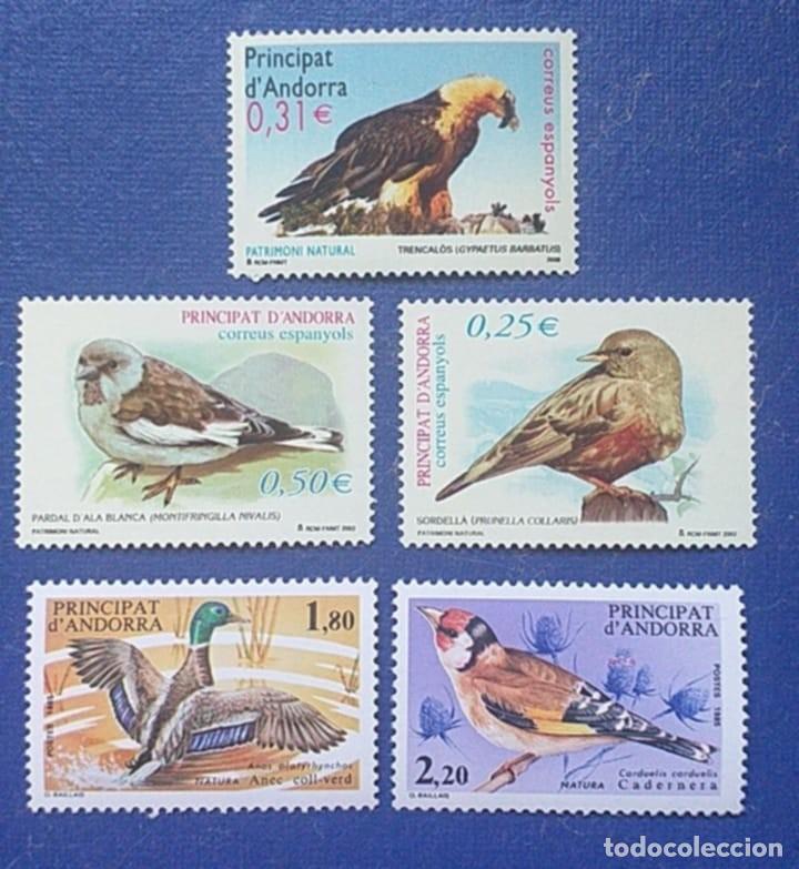 Sellos: Sellos Aves Andorra Espa&ntilde;ola y Andorra Francesa 5v. Nuevos