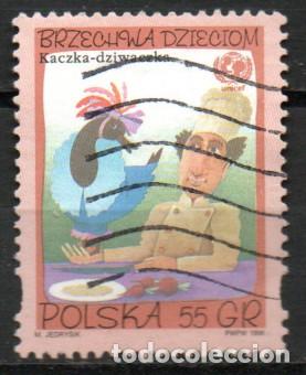 Sellos: POLONIA IVERT N&ordm; 3390. 50 ANIV&ordm; DE UNICEF, UN CHEF CON UN GALLO EN LA MESA, ILUSTRACIO CUENTO. USADO