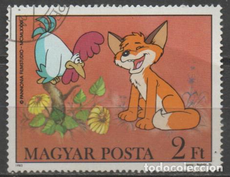 Sellos: HUNGRIA IVERT N&ordm; 2835, VUK Y EL GALLO, CUENTO TRADICIONAL HUNGARO, USADO