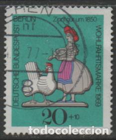 Briefmarken: ALEMANIA BERLIN N&ordm; 319, GRANJERA, CON UNA GALLINA, AUTOMATA DE 1850, USADO