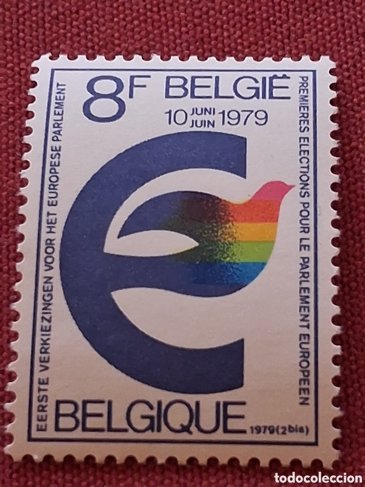 Sellos: Sello B&eacute;lgica nuevo 1979. Primeras elecciones parlamento Europa. Aves. P&aacute;jaros. Fauna. Bandera. Embk