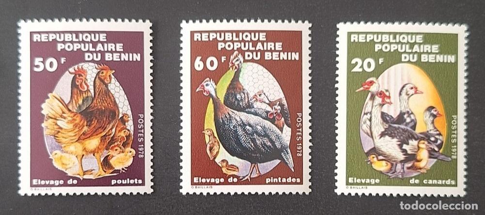Sellos: Ben&iacute;n 1978 Mi. 159-162 cr&iacute;a aves corral pollos gallinas pintadas patos
