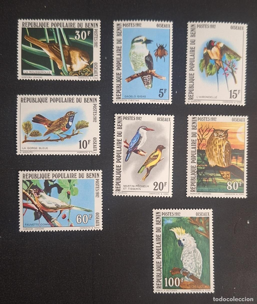 Sellos: Ben&iacute;n 1982 Mi. 288-295 aves b&uacute;ho cacat&uacute;a mart&iacute;n pescador
