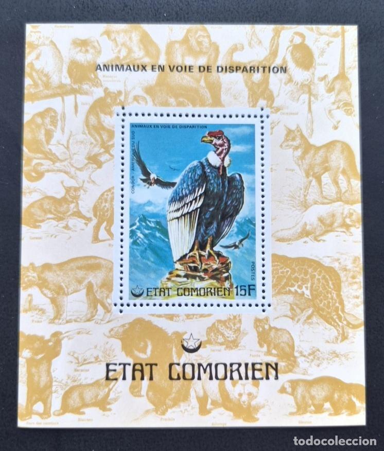 Sellos: Comoras 1977 Mi. Bl. 70 Animales en peligro de extinci&oacute;n c&oacute;ndor rapaz