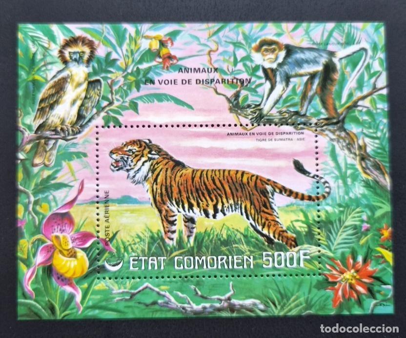Sellos: Comoras 1978 Mi. Bl. 76 Tigre Sumatra mono &aacute;guila fauna amenazada