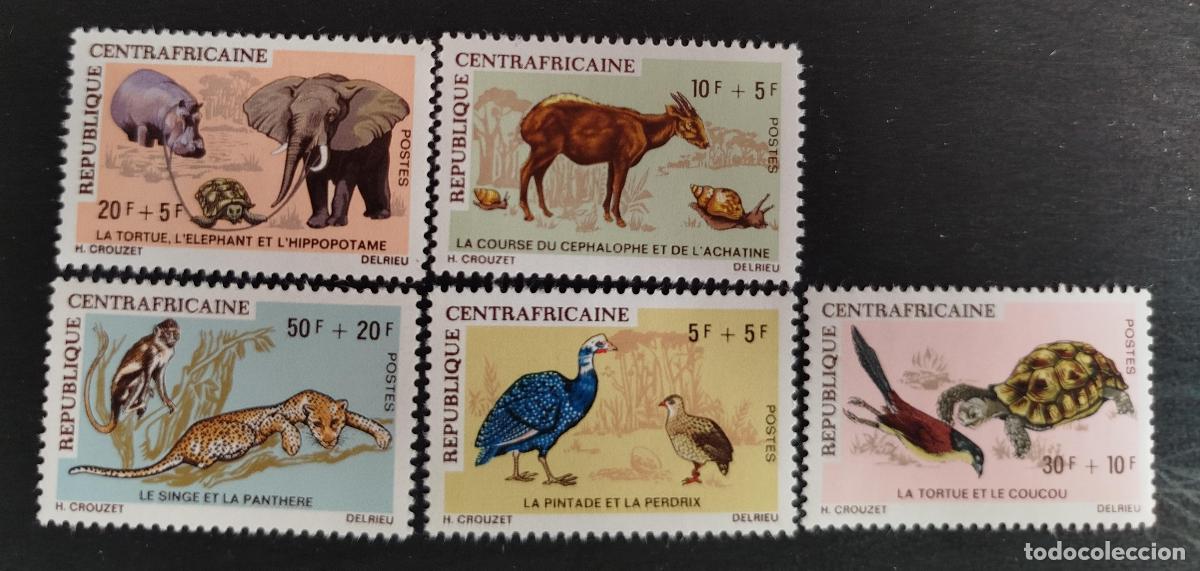 Sellos: Centro&aacute;frica 1971 Mi. 225-229 fauna tortuga elefante pantera pintada
