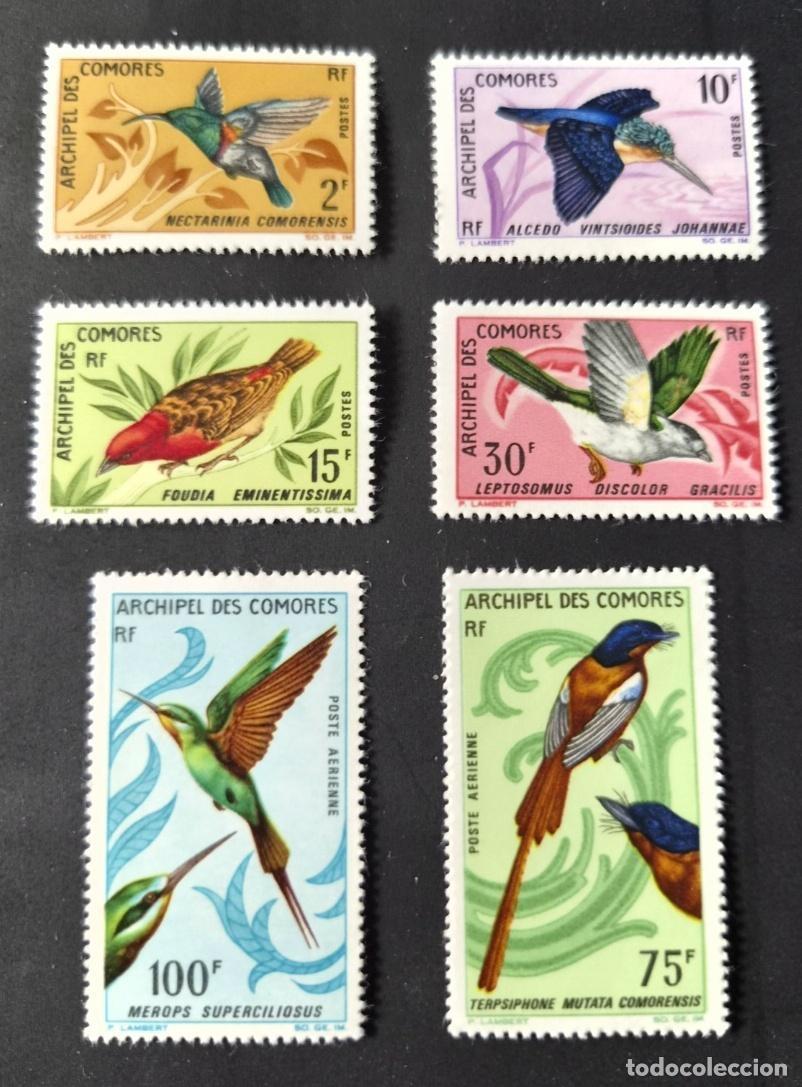 Sellos: Comoras 1967 Mi. 79-84 aves Nectarinia Foudia abejaruco Merops
