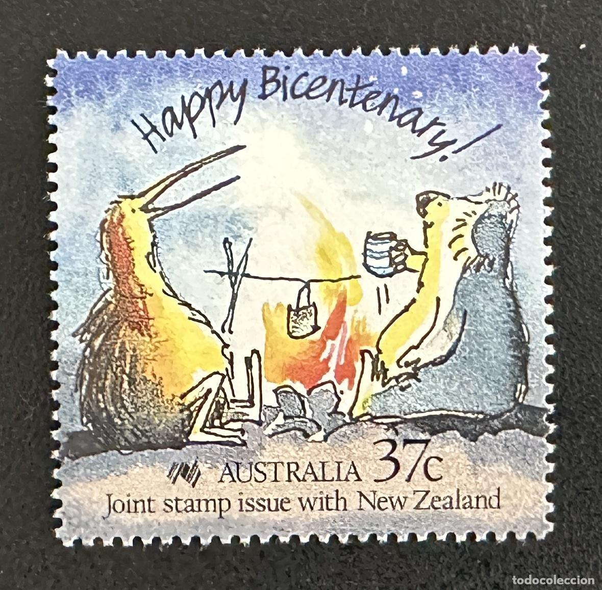 Sellos: Australia 1988 Mi. 1118 emisi&oacute;n conjunta bicentenario canguro kiwi