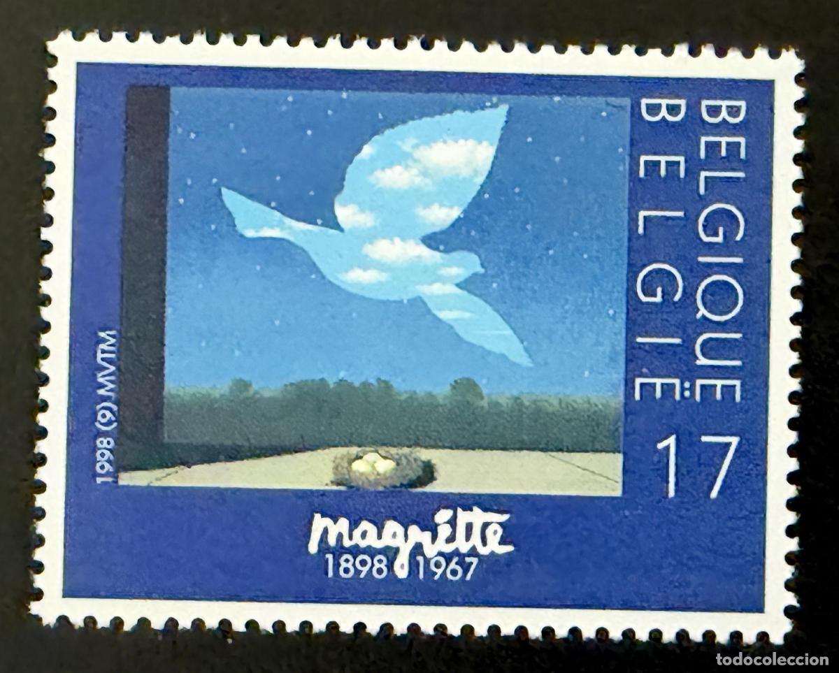 Sellos: B&eacute;lgica 1998 Mi. 2807 emisi&oacute;n conjunta Magritte surrealismo paloma