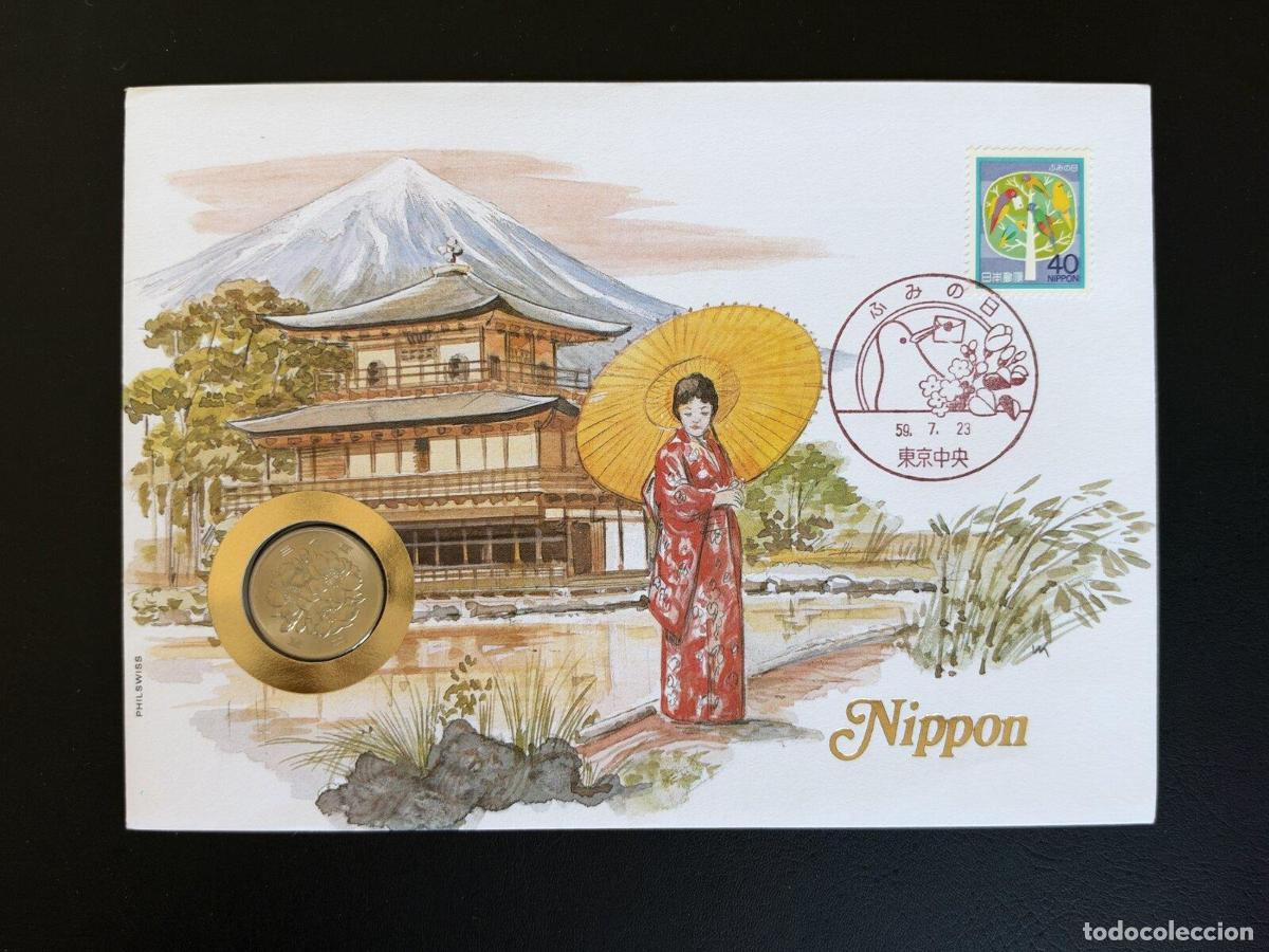 Sellos: Jap&oacute;n sobre numism&aacute;tico Philswiss 1984 sello 40 yen Tokio