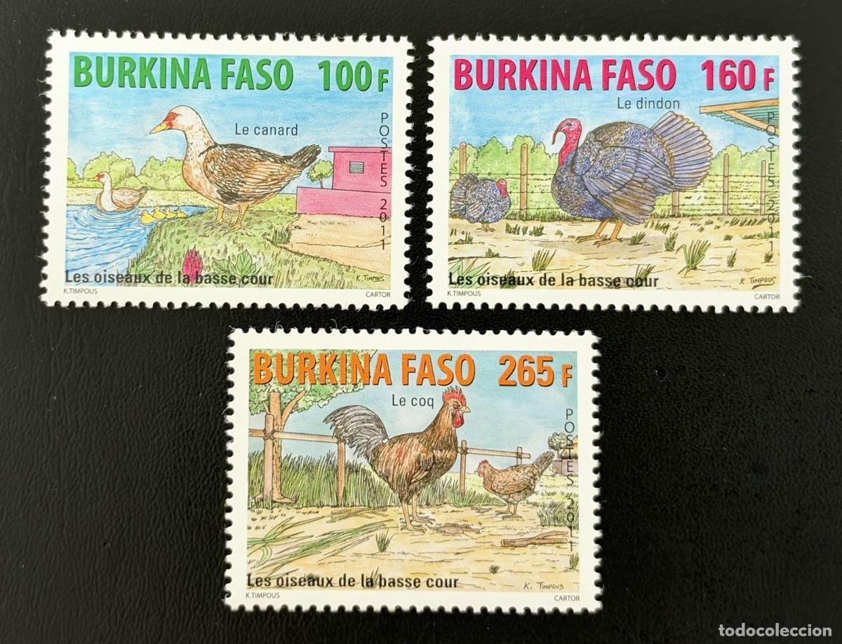 Sellos: Burkina Faso 2011 Mi. 1946-1948 aves de corral pato pavo gallo