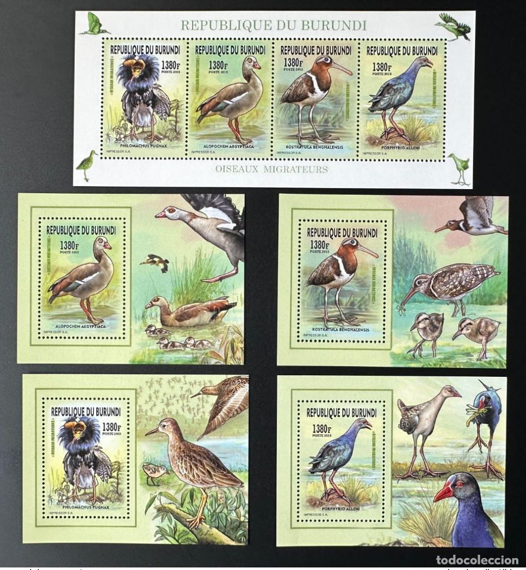 Briefmarken: Burundi 2015/2016 Mi. E-H 3577 + Bl. Aves migratorias Birds Vogel
