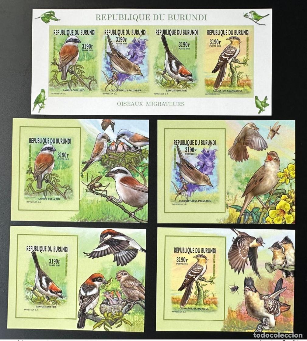 Briefmarken: Burundi 2015/2016 Mi. Q-T 3577 + Bl. ND IMPERF Aves migratorias Birds Vogel