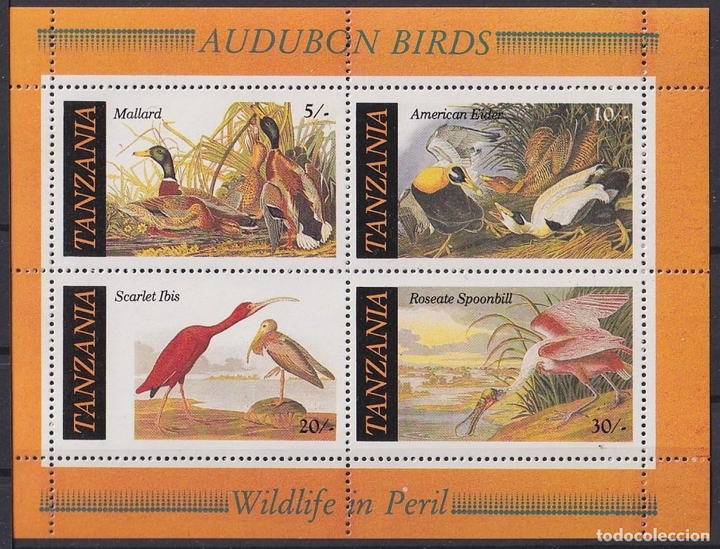 Francobolli: F-EX63235 TANZANIA MNH 1986 AUDUBON BIRD AVES PAJAROS OISEAUX V&Ouml;GEL BLOCK SHEET.